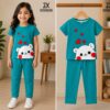 Girls Cute Bear Print Cotton T-Shirt & Pants