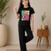 Girls Blossom Cartoon Cotton T-Shirt & Palazzo Pant Set
