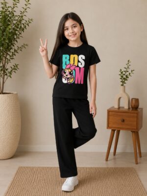 WhatsApp Image 2026-06-17 at 10.20.02 AM Girls Blossom Cartoon Cotton T-Shirt & Palazzo Pant Set