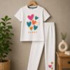Girl Summer Short Sleeve T-Shirt a Colorful Heart Print