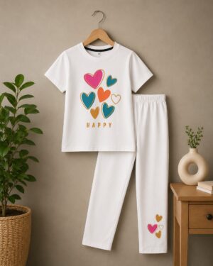 WhatsApp Image 2026-06-17 at 10.20.09 AM (1) Girl Summer Short Sleeve T-Shirt a Colorful Heart Print