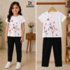 Cartoon Kitten Print with Pink Hearts