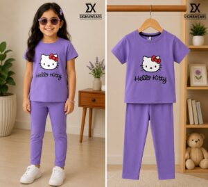 WhatsApp Image 2026-06-17 at 10.20.11 AM (1) Purple Cotton Hello Kitty shirt and Pent