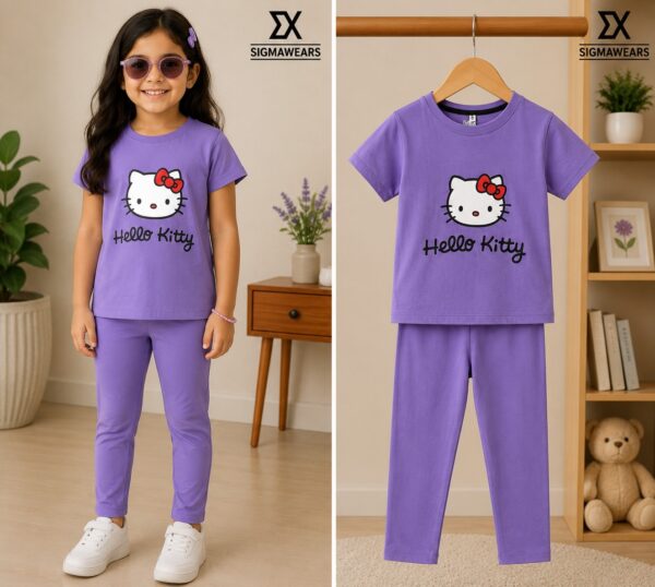Purple Cotton Hello Kitty shirt and Pent
